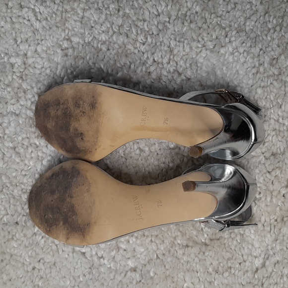 J CREW FACTORY SILVER/mirror  scrappy heels size 7.5 - Picture 14 of 16